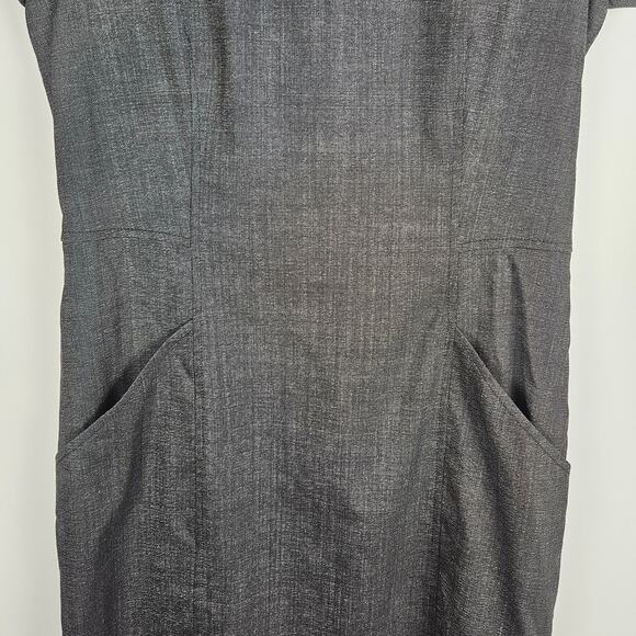 Theory Size 10 Nuriana Raetia Sheath Dress Gray Blend Short Sleeve Career Work - Picture 4 of 12